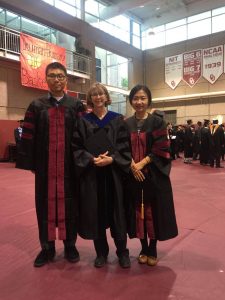 Junyi Du, Liz Butler, and Ying Lan at Convocation, May 14, 2016