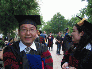 Xiaoming Liang and Yiran Dong at Commencement (May 2009). Photo by Liz Butler.